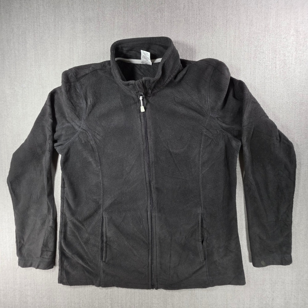 Athletic Works Fleece Jacket Men Large‎ Black Full Zip Mock Neck Soft AWL46350